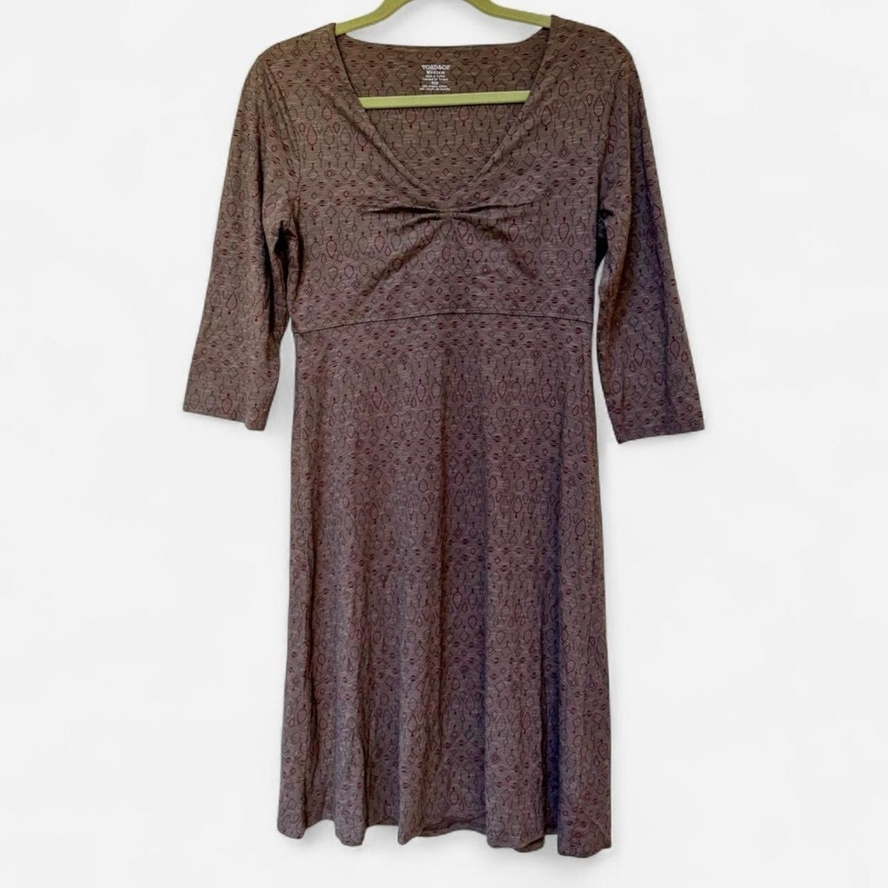 TOAD & CO Rosalinda Dress Knit Falcon Brown Nordic Print